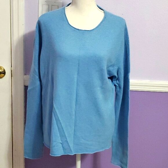 Cashmere Blue Soft Relaxed  Slouchy Fit Long Sleeve Sweater - Picture 1 of 8